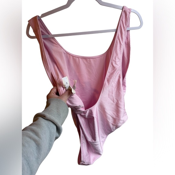 Aerie Shine Rib Birthday Scoop Cheekiest One Piece Swimsuit XXL pink soft girl - Picture 2 of 8